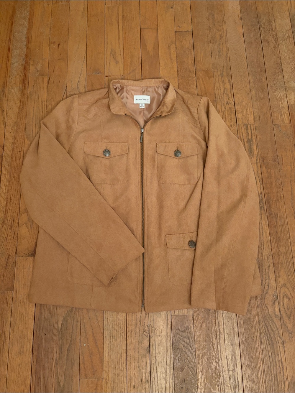 NWOT Studio Works Tan Camel Faux Suede Blazer Jacket 16W